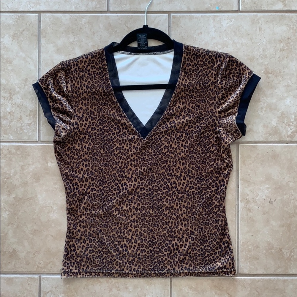 Express Velour Cheetah Print Top